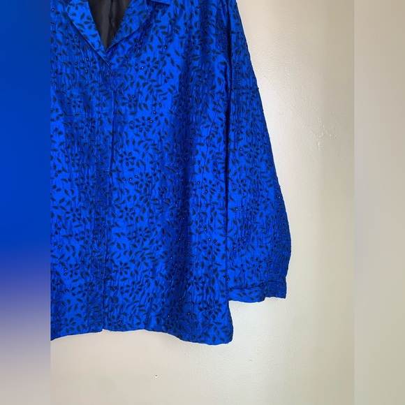 Vintage Chicos Design Silk Beaded Embroidered eyelet Jacket blouse Women Size 2 - Picture 4 of 7